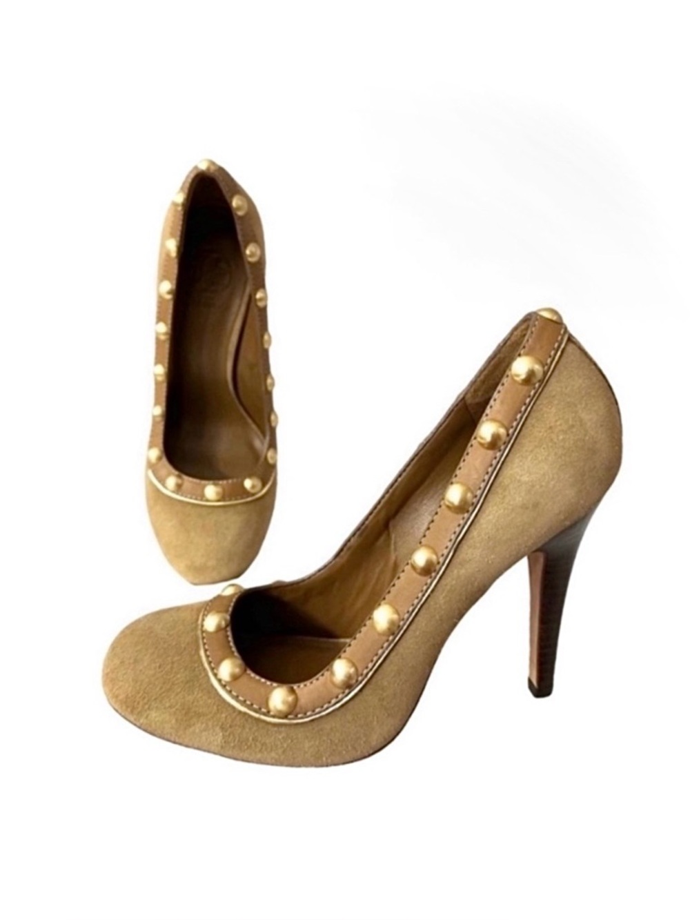 Tory Burch New Grommet/Studded Pumps Suede Rounded Toe
